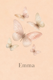 Soft Butterflies personalised artwork, example name Emma