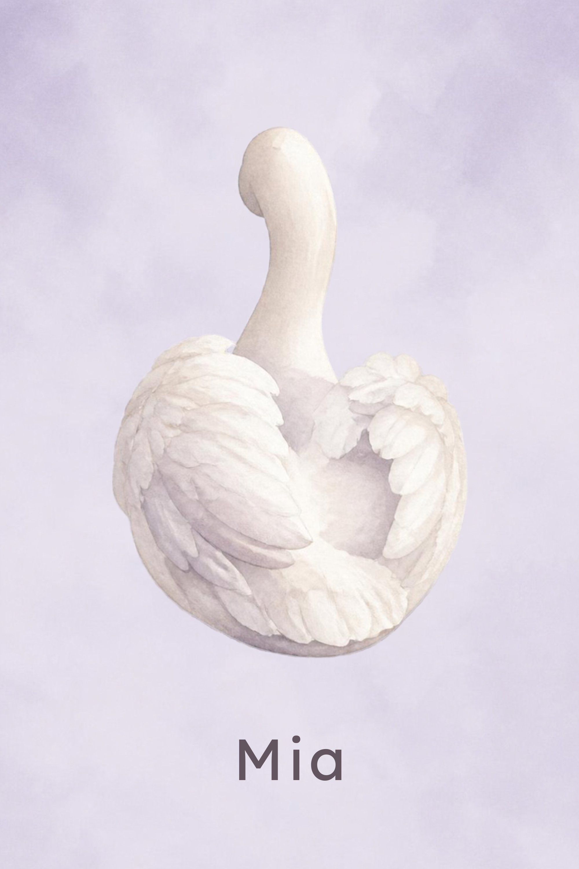 Gentle Swan personalised artwork, example name Mia