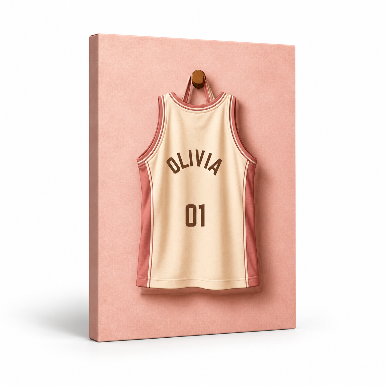 Little Champion Jersey personalised canvas standalone product view with example name Olivia