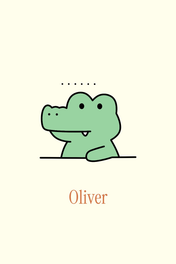 Crocodile Garden personalised artwork with example name Oliver