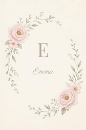 Petal Monogram personalised artwork with example name Emma
