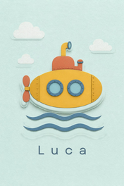 Little Submarine personalised artwork with example name Luca