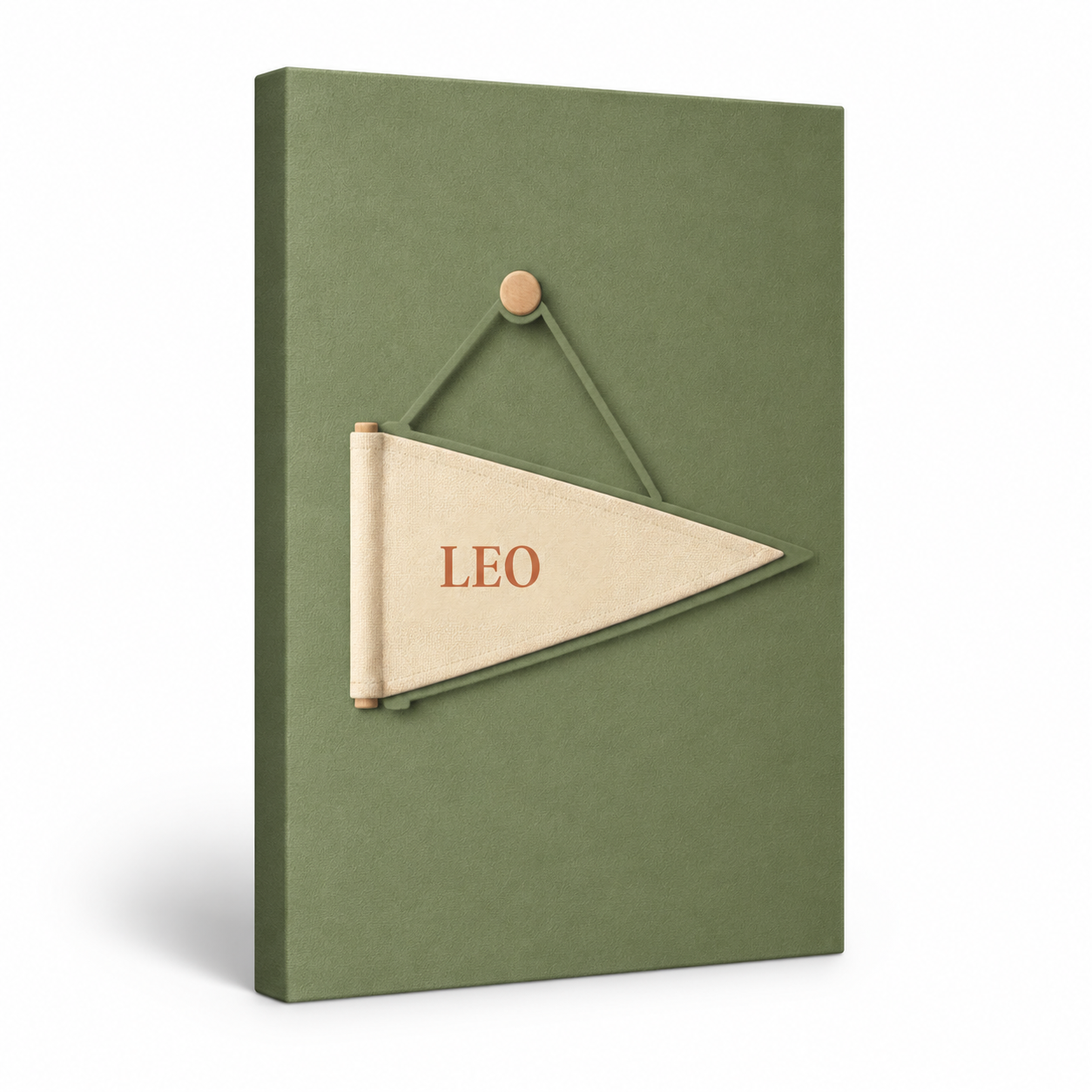 Adventure Pennant personalised canvas standalone product view with example name Leo