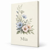 Botanical Initial Meadow personalised canvas standalone product view with example name Mia