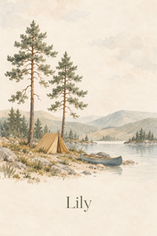 Forest Camping Weekend personalised artwork with example name Lily
