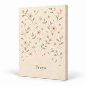 Flower Sprig Pattern personalised canvas, standalone product view, example name Freya