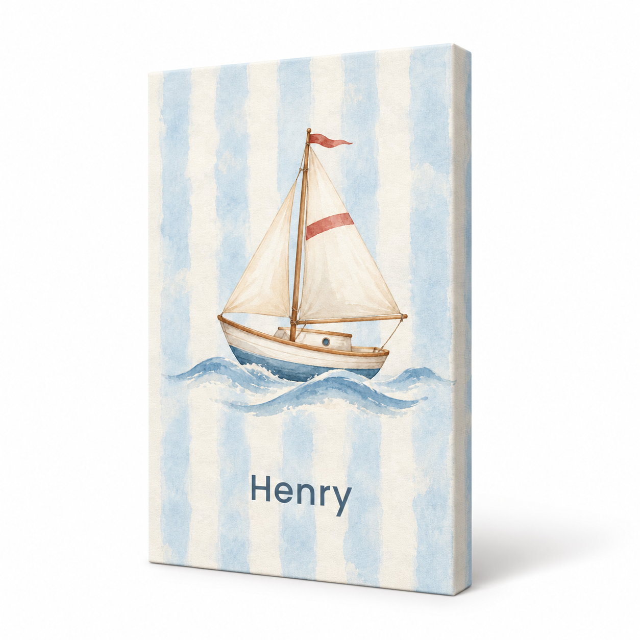 Little Sailboat Club personalised canvas, standalone product view, example name Henry