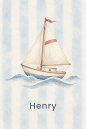 Little Sailboat Club personalised artwork with example name Henry