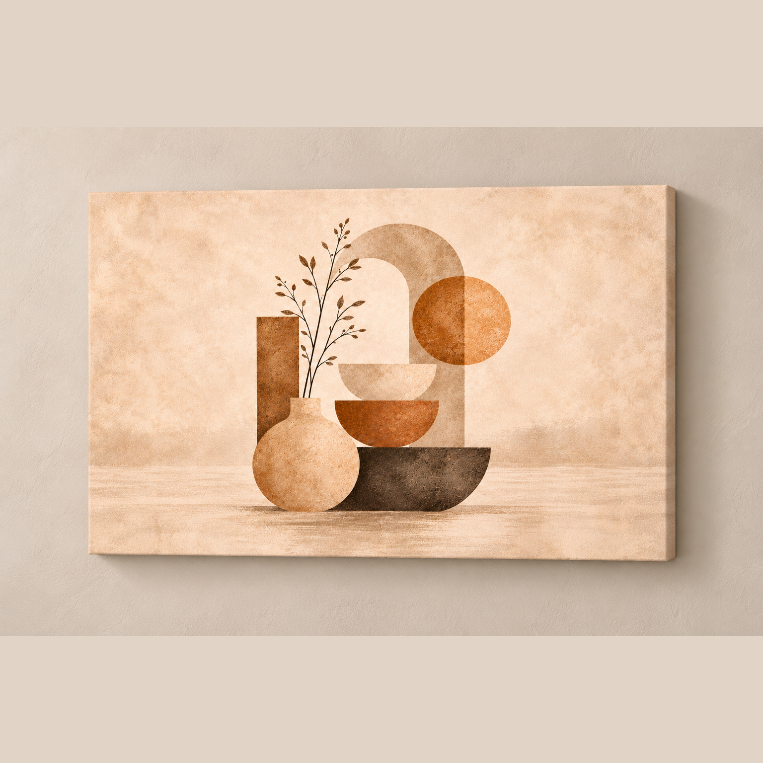 Geometric Earth Harmony No. 4 horizontal canvas standalone mockup