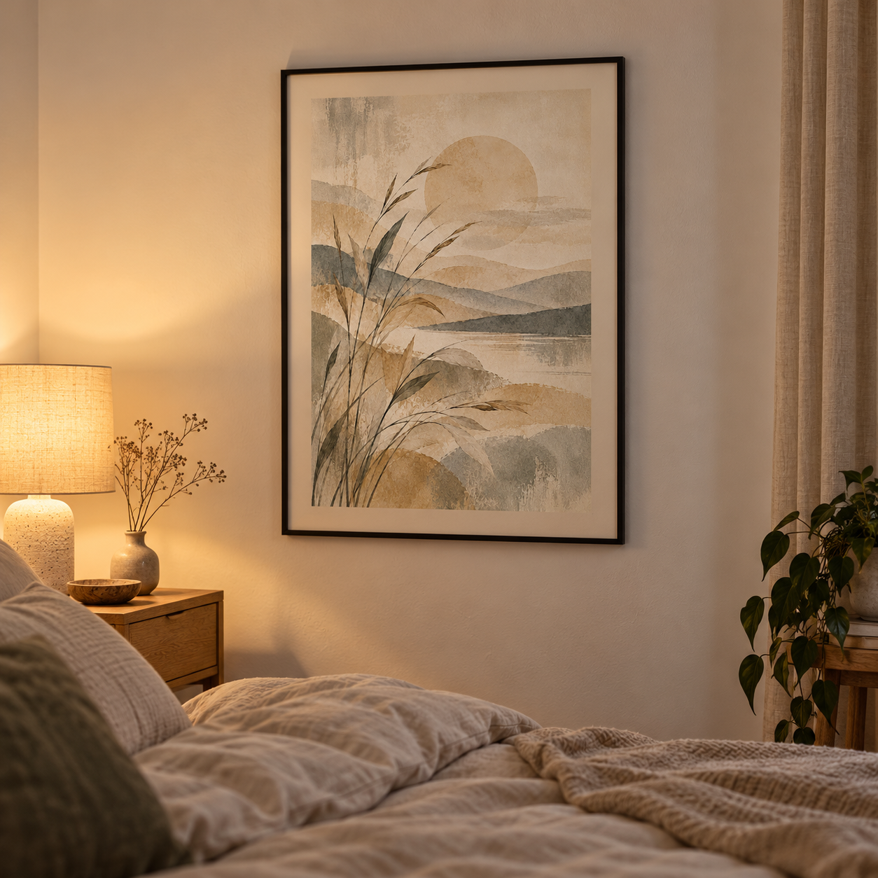 Horizon In Quiet Light - vertical poster in a home interior