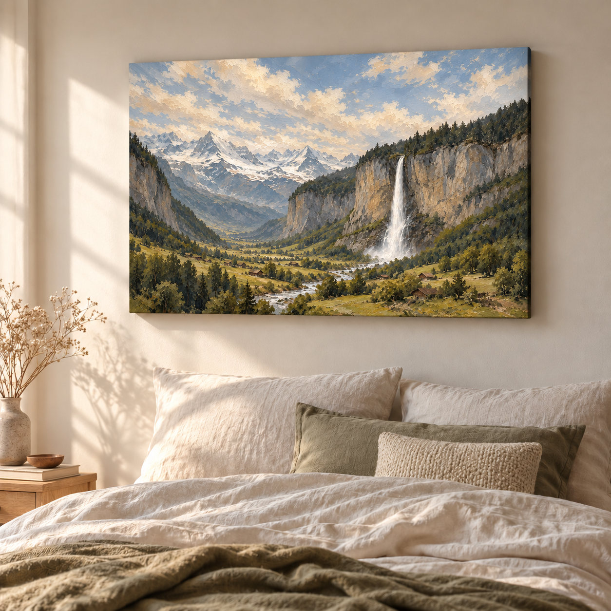 Lauterbrunnen Falling Light horizontal canvas lifestyle