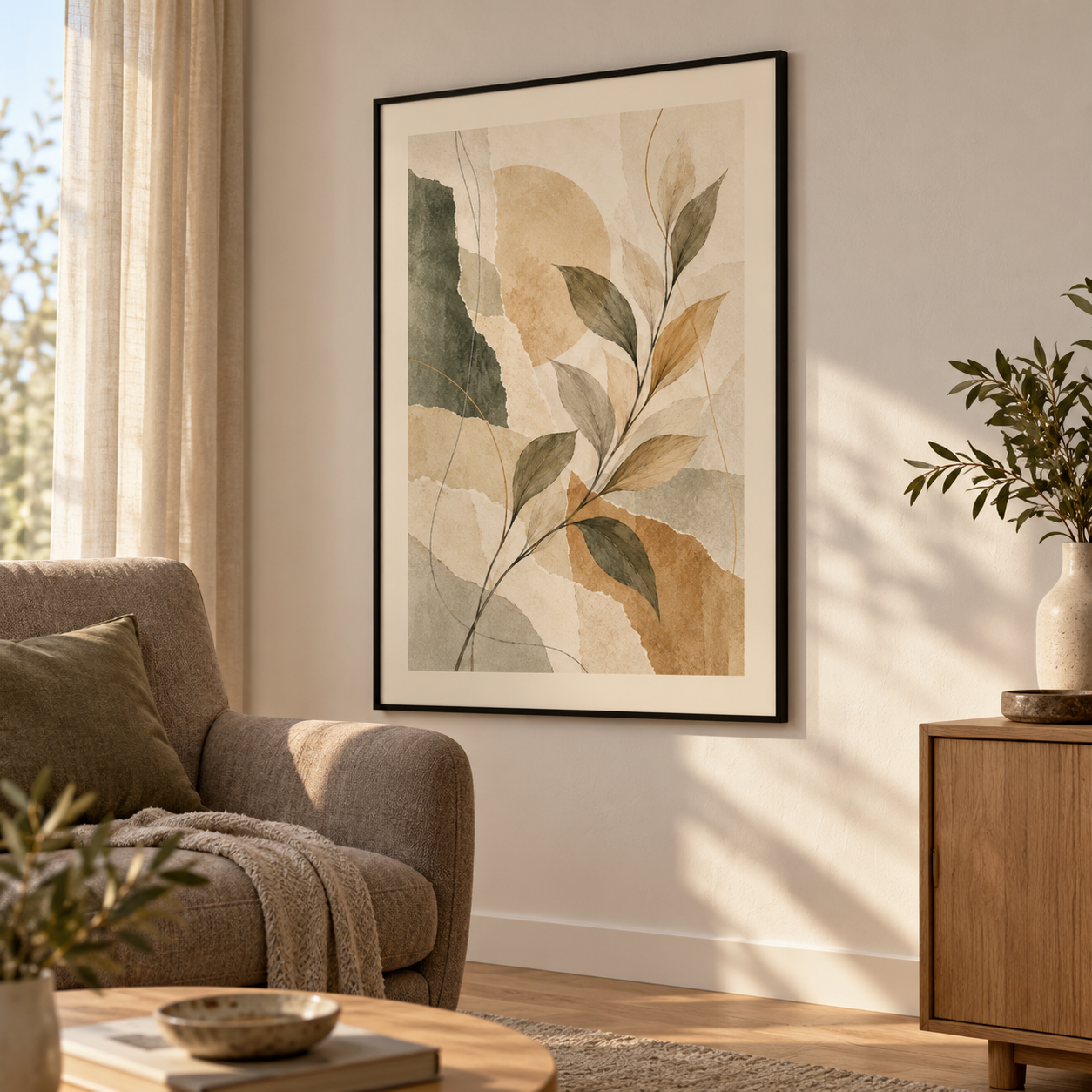 Layered Paper Leaves - vertical poster in a home interior