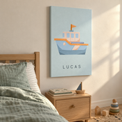 Little Boat personalised canvasugc with example name Lucas