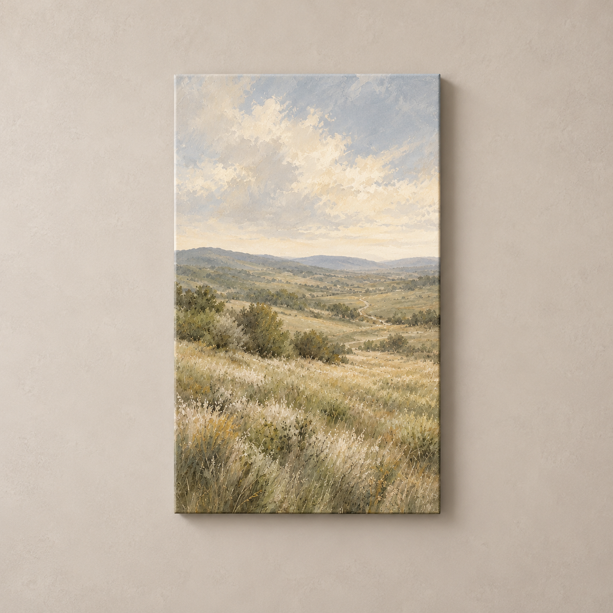 Meadow in Pale Air vertical canvas standalone