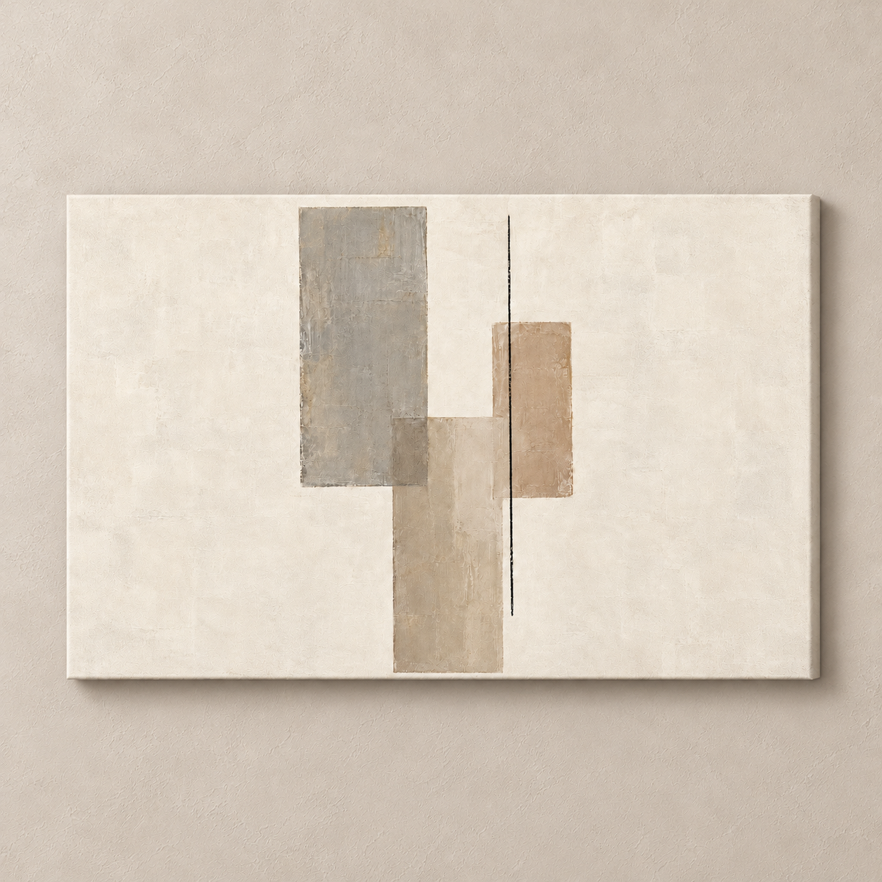 Measured Calm horizontal canvas standalone mockup with full-frame textured wall