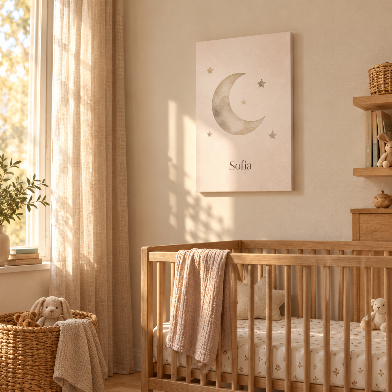 Moon and Stars canvasugc with example name Sofia