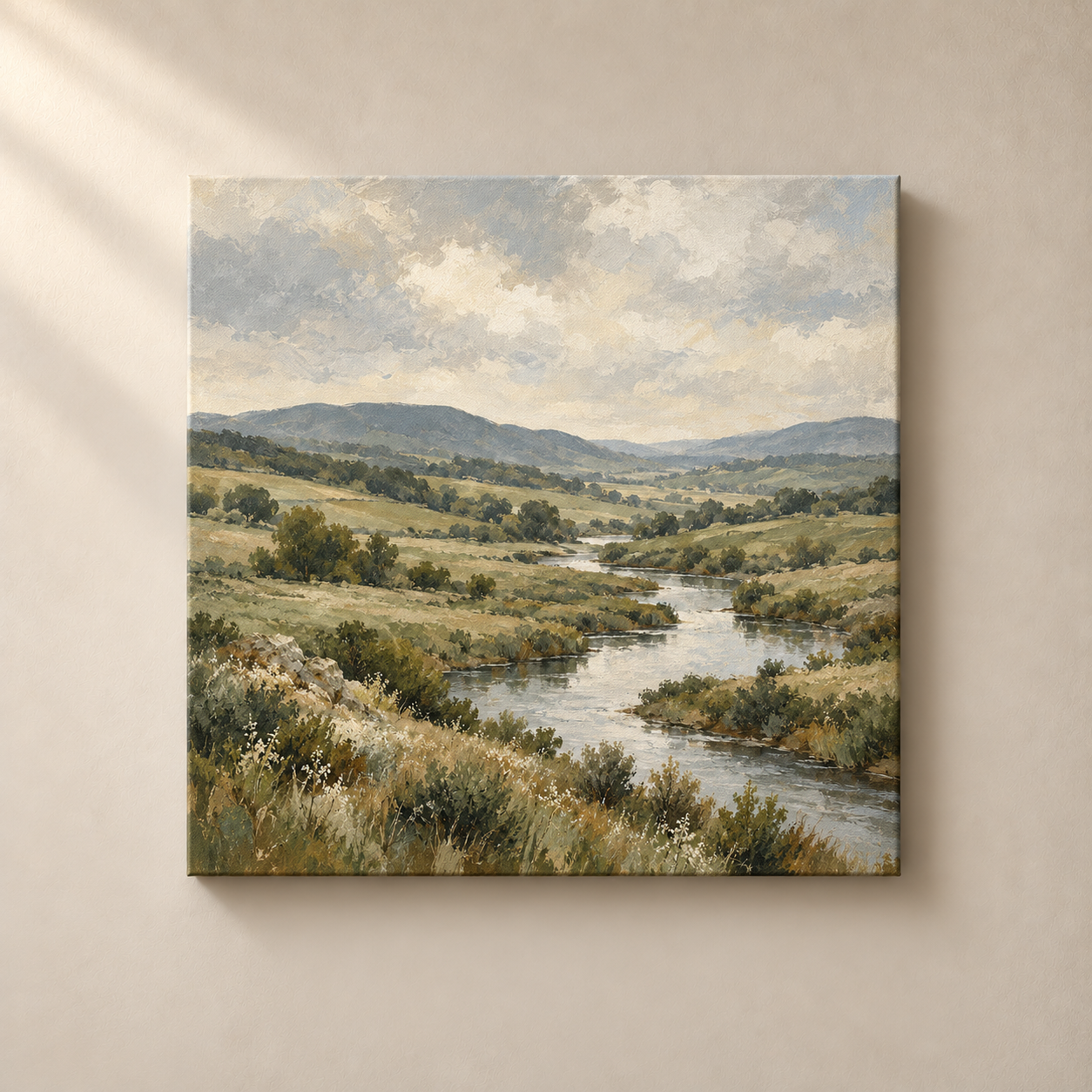 Moss Valley Drift frameless square canvas