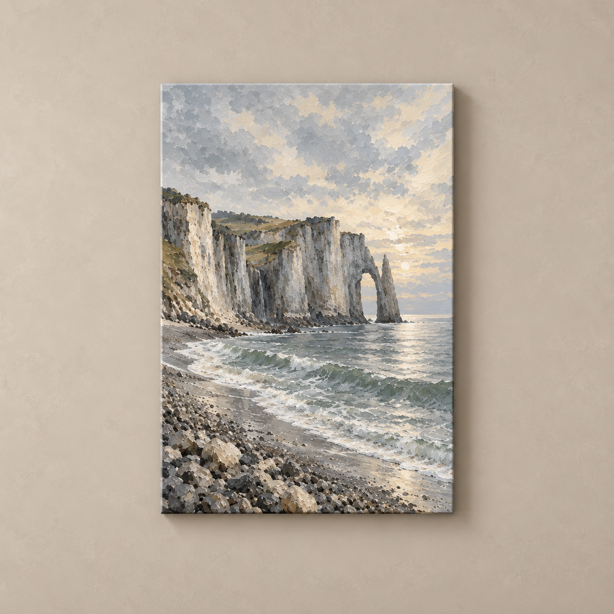 Normandy Chalk Coast vertical canvas standalone