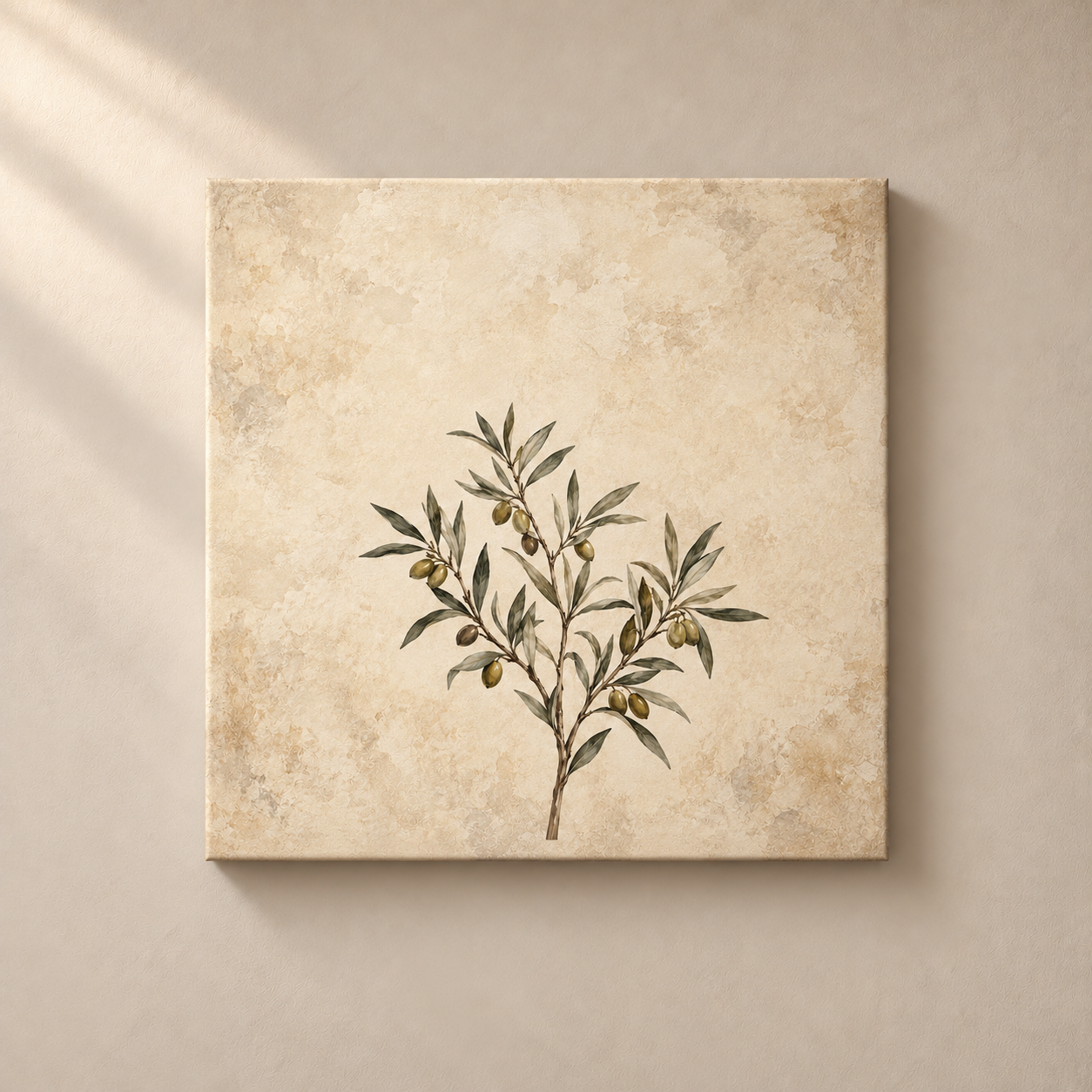 Olive Branch Study frameless square canvas