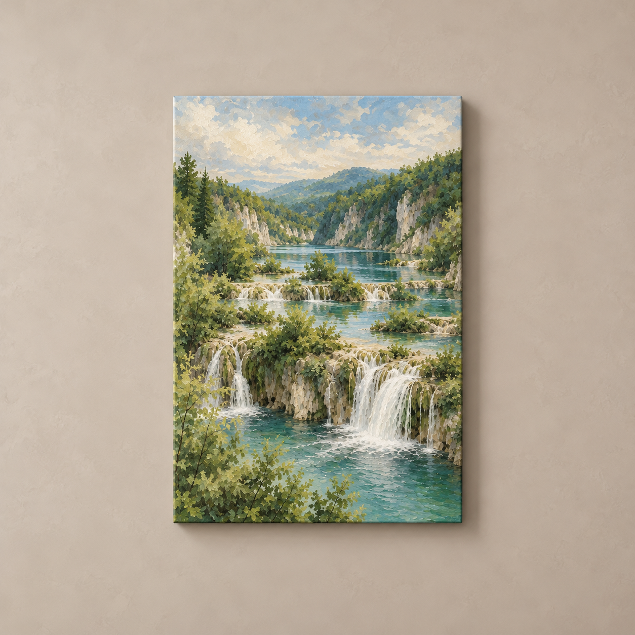 Plitvice Still Waters vertical canvas standalone