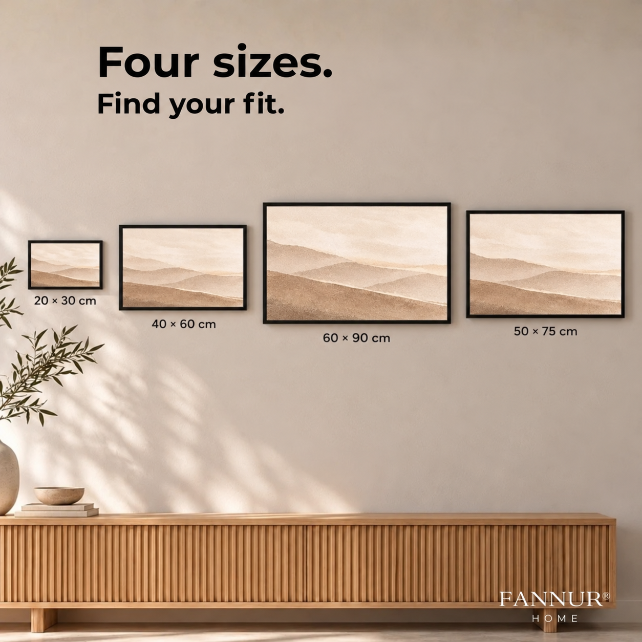 Four horizontal poster sizes with dimensions