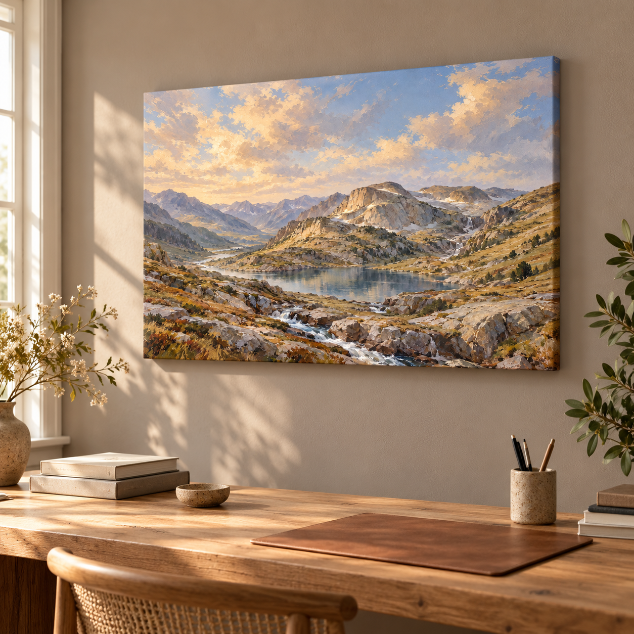 Pyrenean Lake Silence horizontal canvas lifestyle