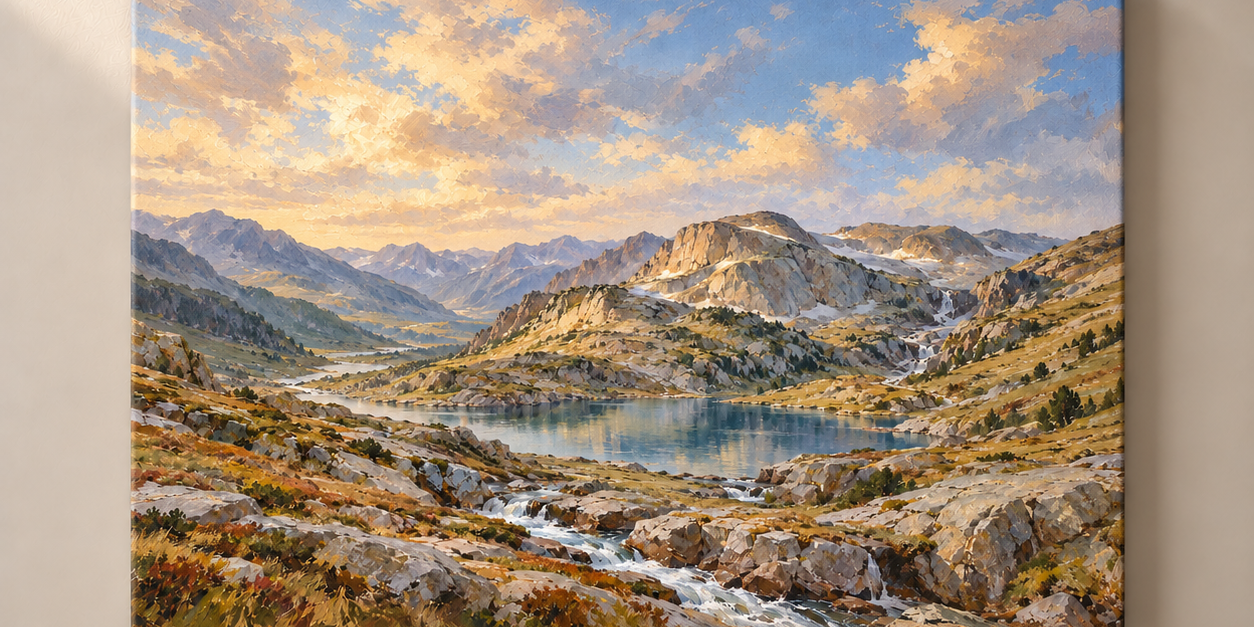 Pyrenean Lake Silence horizontal canvas standalone
