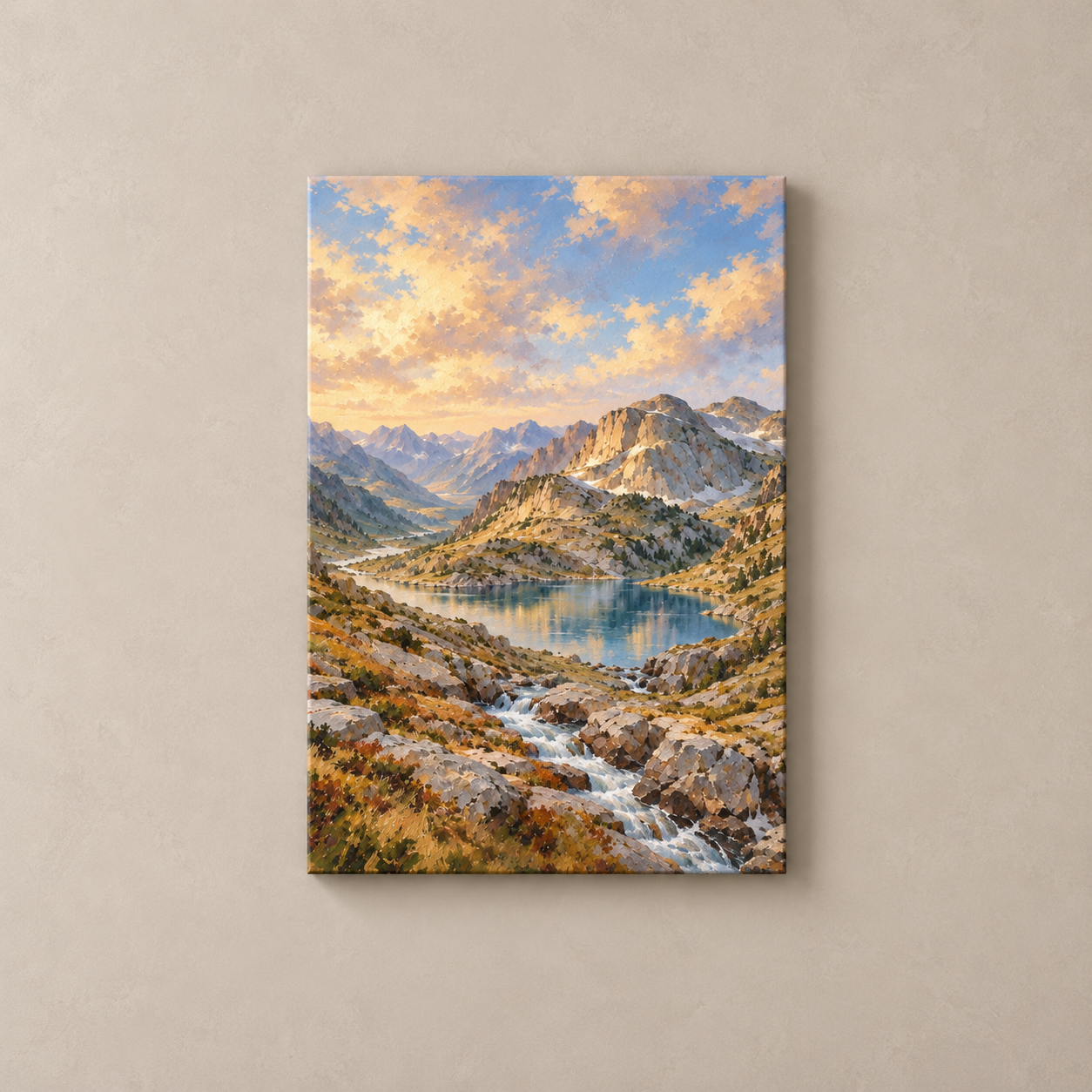 Pyrenean Lake Silence vertical canvas standalone