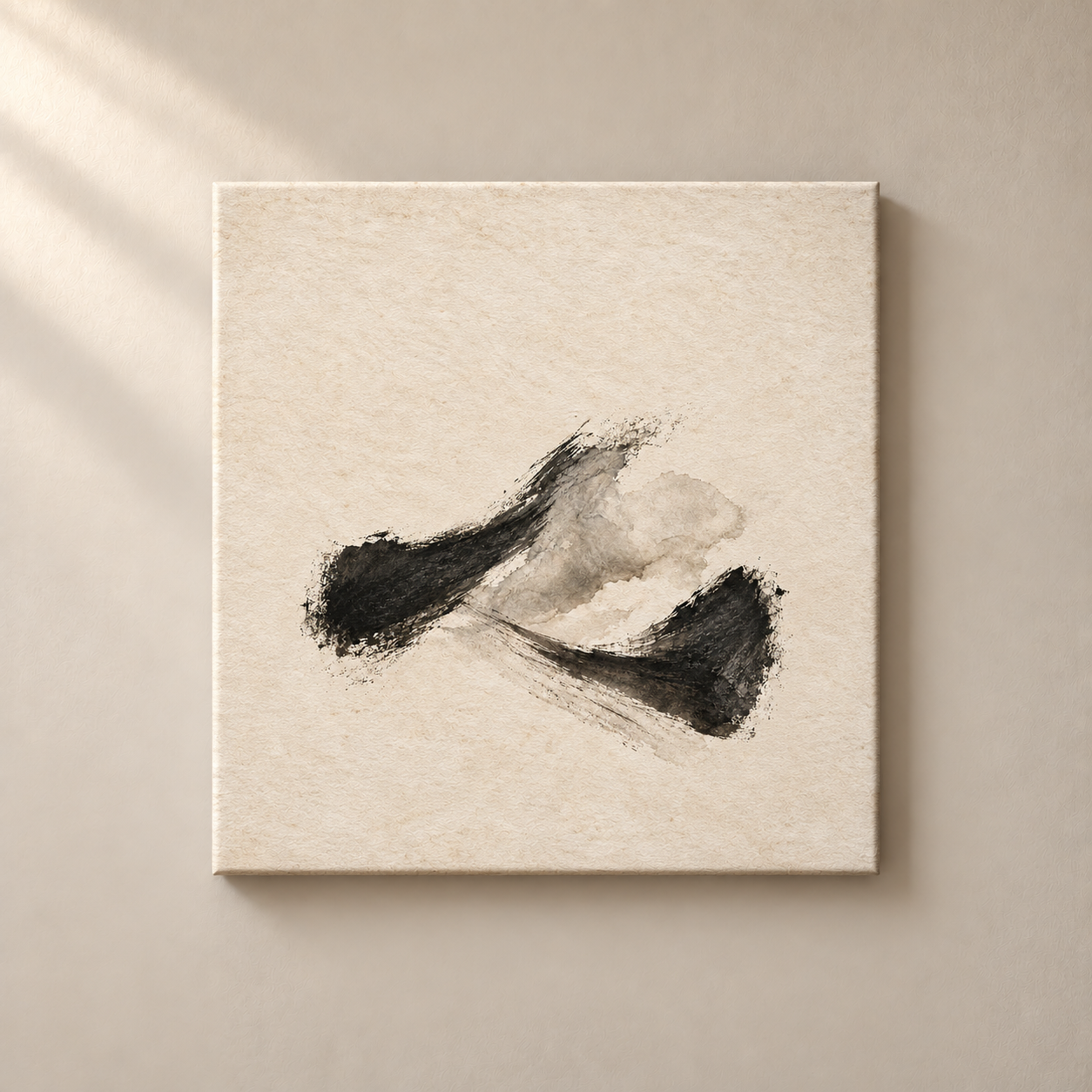 Quiet Charcoal Fold frameless square canvas