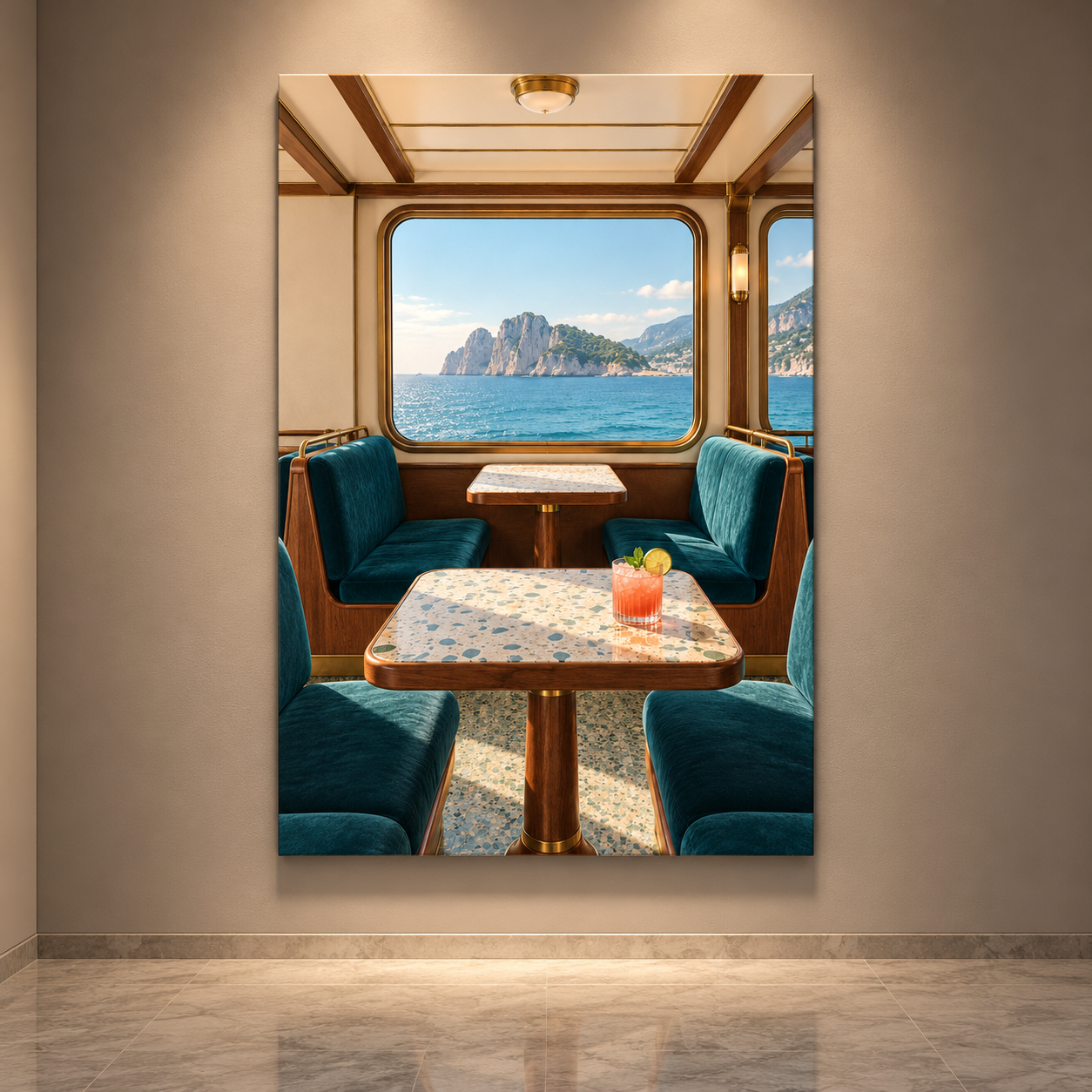 Riviera Reverie — Gallery evening — 80 × 120 cm frameless canvas