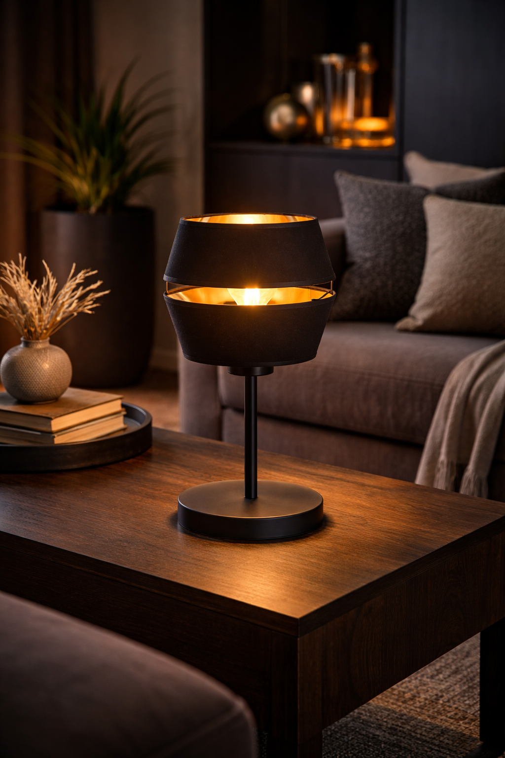 LUNOR Black Gold Table Lamp