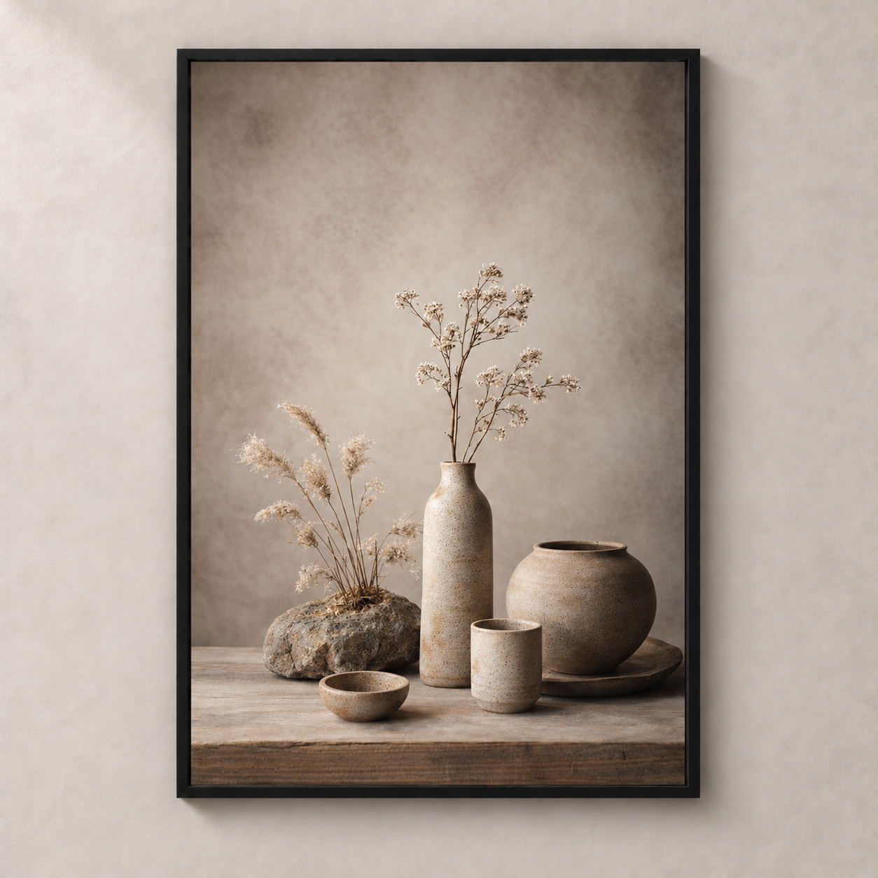 Rustic Nordic Zen - Poster standalone mockup with black frame