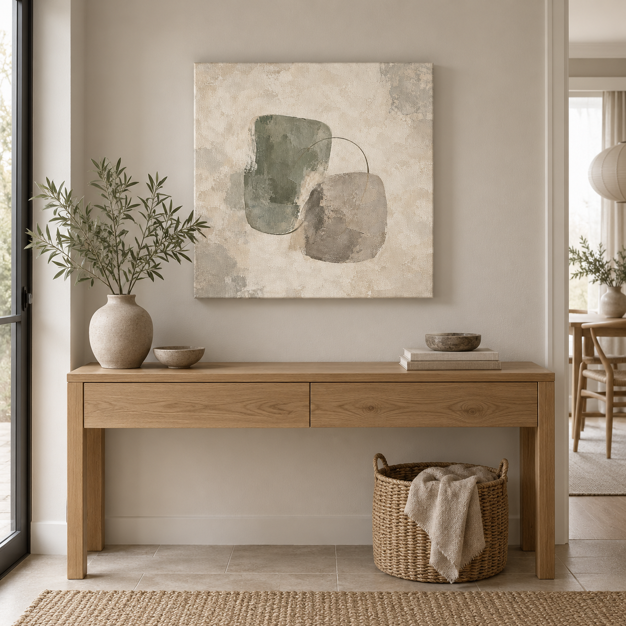 Sage Interval 60 x 60 cm canvas in a European interior