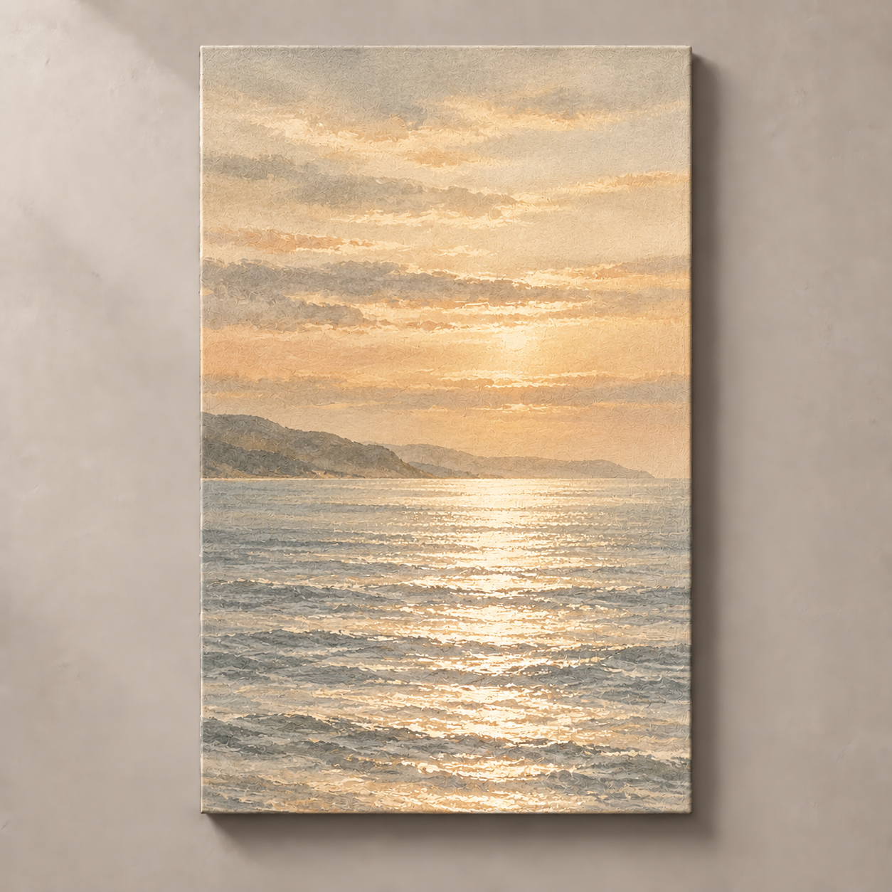 Sea in Soft Silver verticaal canvas standalone mockup