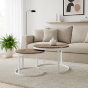 Handgemaakte ambachtelijke ronde salontafelset in premium design