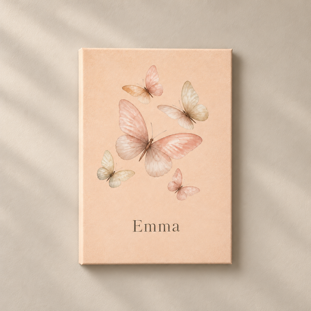 Soft Butterflies canvasstand with example name Emma