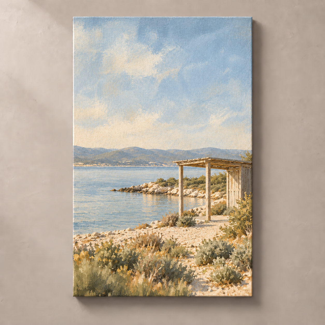 The Quiet Shore verticaal canvas standalone mockup