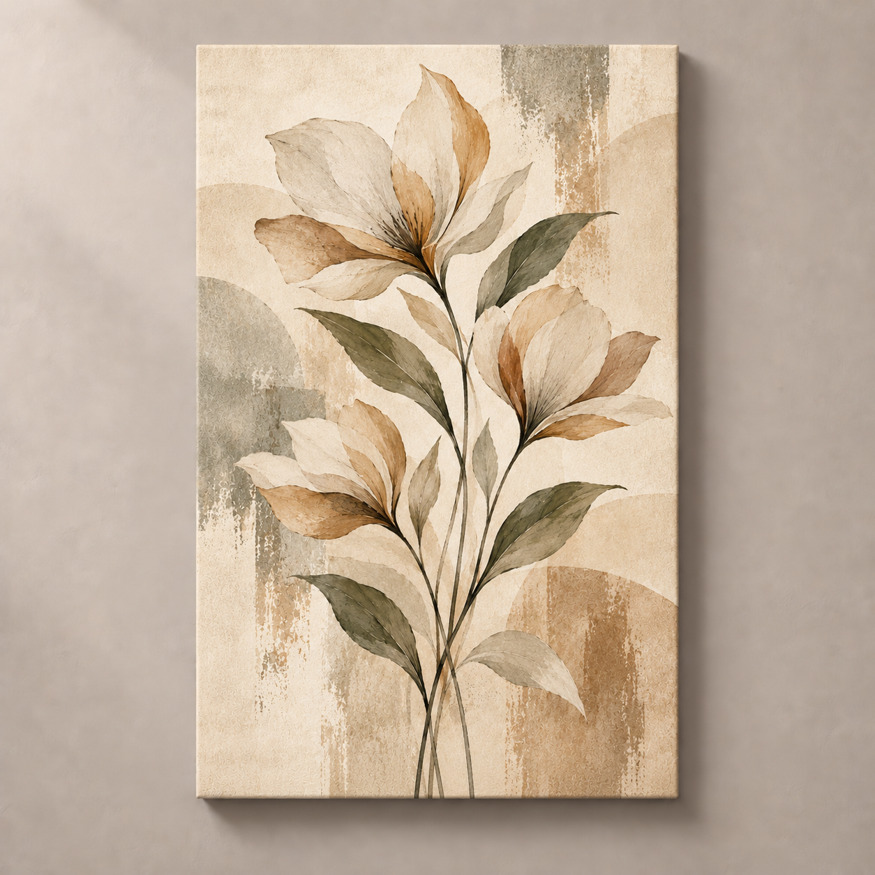 Three Soft Blooms - vertical canvas product view