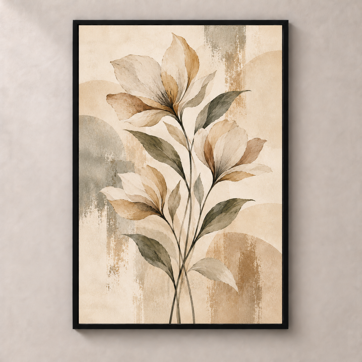 Three Soft Blooms - vertical poster product view
